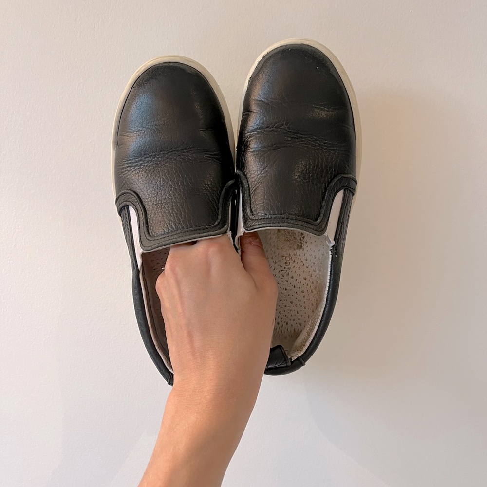 Freshly Picked genuine leather black slip ons size 13